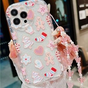 1pc Transparent Cream Texture Christmas Gingerbread Man & Snowflakes Christmas